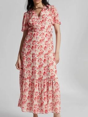 & Other Stories Tulip Floral Flutter Sleeve Wrap Midi Dress